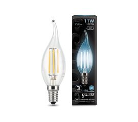 Лампа Gauss LED Filament Свеча на ветру E14 11W 750lm 4100K 104801211 