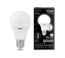 Лампа Gauss A60 10W 800lm 4100К E27 Сенсор LED 1/10/50 102502210-M 