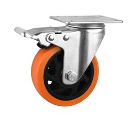 Колесо большегрузное полиуретановое поворотное с тормозом PVC Medium 100 мм MFK-TORG 4024100 PVC 