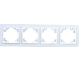 Горизонтальная четырехместная рамка STEKKER серия Эрна, белая 39057 