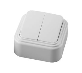 Двухклавишный выключатель STEKKER открытой установки, 250В 6А IP20 белый PSW06-22-20 VA 56-232-Б 32744 