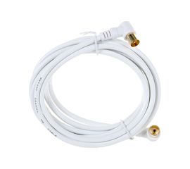 Шнур REXANT ТВ гнездо - ТВ штекер, угловой, длина 3 метра, белый 18-0024 