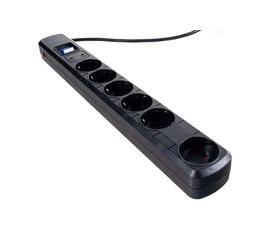 Сетевой фильтр Smartbuy 16А, 3500 Вт, 6 гнезд, с з/ш, земля, ПВС 3x1.0, 3 м, черный SBSP-30K-Pro 