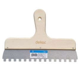 Зубчатый шпатель DEKOR HASSAN 40см деревянная изогнутая ручка зуб 10х10мм 1443 