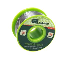 Припой с канифолью (D 1,5 мм; 100 г; на пластмассовой катушке) POS61 СИБРТЕХ 913377 