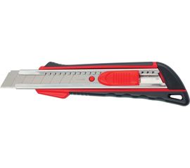 Нож 18мм, выдвижное лезвие, металлическая направляющая, эргономичная двухкомпонентная рукоятка MATRIX 78933 