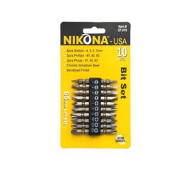 Набор двусторонних бит с шестигранным хвостовиком (10 шт; 65 мм) NIKONA 27-310 