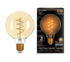 Лампа Gauss LED Filament G95 Flexible E27 6W Golden 360lm 2400К 105802007 