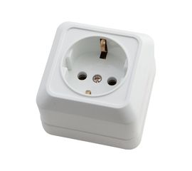 Одноместная розетка АБК-СИЛА с заземляющим контактом 16А 220В керамика "АЛЬТАИР" белая 5400305 