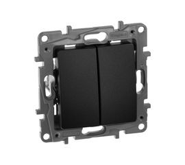 Механизм выключателя Legrand 2-клавишный СП Etika 10АX безвинтовые зажимы антрацит Leg 672602 