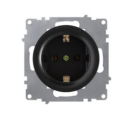 Розетка OneKeyElectro с заземлением, цвет чёрный, 10 шт, 2172811 
