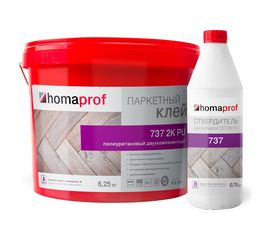 Клей Homakoll 737 2K PU, 6.25+0.75 кг, морозостойкий, 800-1500 г/м2, 7 кг 115326 