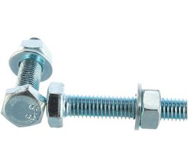 Болт Tech-Krep DIN933 с шестигранной головкой, оцинкованный М8х40 + гайка + шайба 4 шт - пакет 112723 