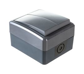 Двойной выключатель ЭРА 11-1404-03 IP54, 10АХ-250В, ОУ, Эксперт, серый Б0020676 