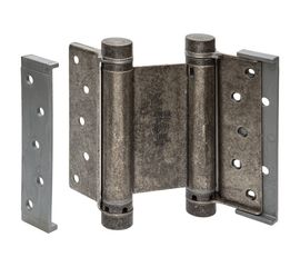 Барная пружинная петля двойного действия ALDEGHI LUIGI SPA 125х48х42 мм, цвет: античное серебро, к-т: 2 шт + ключ с декоративными шурупами 101FA125B 