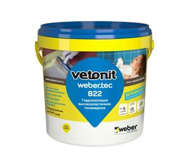 Готовая гидроизоляционная мастика Vetonit weber. tec 822 ведро, 1.2 кг, розовая 1021459 