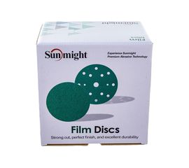 Шлифовальный круг FILM L312T (100 шт, 150 мм, на липучке, 15 отверстий, зелёный, Р320) SUNMIGHT 53014 