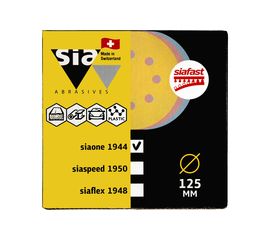 Круг шлифовальный на липучке siaone 1944 (50 шт; 125 мм; 8 отверстий; P240) sia Abrasives so50-125-8-240 