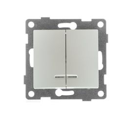 Механизм выключателя GUSI ELECTRIC 2 клавиши, индикатор СУ, 10А, 250В, жемчуг С10В28-028 