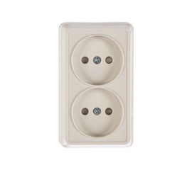 2местная розетка IEK РСш22-2-ОБ без заземляющего контакта, с защитной шторкой, 10А, открытая установка, Октава, белый ERO23-K01-10-DC 