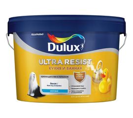 Краска DULUX ULTRA RESIST КУХНЯ И ВАННАЯ, матовая, база BW 2,5л 5255548 