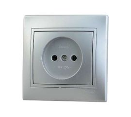 Розетка Lezard MIRA без заземления, керамика, со вставкой, металлик серый 701-1010-121 