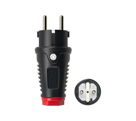 Кабельная вилка PCE 16A 220V 2P+E IP54 корпус черный, маркер красный 0511-sr 
