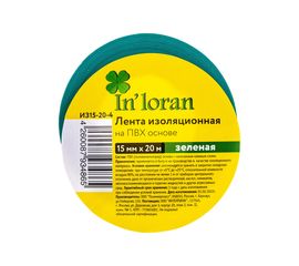 Изоляционная лента на ПВХ основе InLoran 15 мм х 20 м, зеленая ИЗ15-20-4 