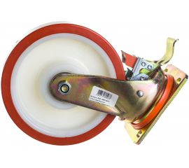 Колесо сверхмощное полиуретановое поворотное с тормозом 200 мм MFK-TORG ED01 ZBP 200 F 