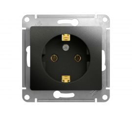 1-местный механизм розетки Schneider Electric скрытой проводки 1модуль Glossa 16А IP20 с заземлением антрацит GSL000743 