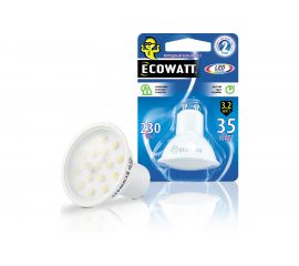 Светодиодная лампа ECOWATT GU10, 230В, 3.2(35)W, 4000K, GU10, холодный белый свет 4606400614029 