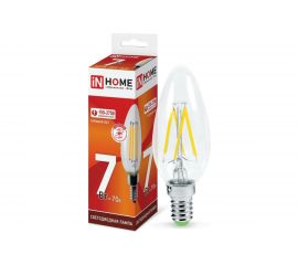 Светодиодная лампа IN HOME LED-СВЕЧА-deco 7Вт 230В Е14 6500К 630Лм прозрачная 4690612029665 