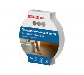 Противоскользящая самоклеящаяся лента для влажных помещений КОНТАКТ ДОМ прозрачная, 20 мм х 3 м 24578 