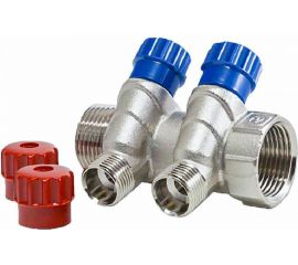 Коллектор с вентилем Valtec 2 выхода 3/4х 1/2 НР, никель VTc.560.N.0502 74965 