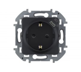 Розетка 2К+З 16А 250В с зарядным устройством USB C Legrand 1.5А 5В - INSPIRIA - антрацит 673773 