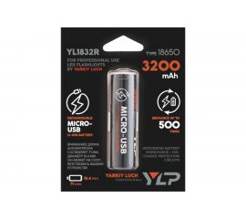 Аккумулятор ЯРКИЙ ЛУЧ ylp yl1832r 18650 li-ion 3.7в 3200mah с защитой и встроенной арядкой micro-usb 4606400106494 