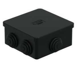 Распределительная коробка Экопласт JBR080 о/п с крышкой D=80x40, 4 вых,IP44 цвет чёрный, подходит для монтаж. пистолета 44005BL-1 