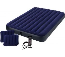 Надувной матрас с подушками и насосом Intex Classic Downy Airbed Fiber-Tech, 152х203х25 см 64765 