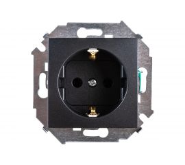 Розетка Simon с заземлением, Schuko, 16А, 250В, винтовой зажим, графит 1591432-038 