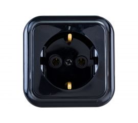 Розетка Bylectrica 1-местная ОУ с заз.конт., серия ПРАЛЕСКА, черный, РА16-254 черный 