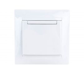 Розетка с защитными шторками и крышкой, белая 2П+З 16А 250В TDM Лама SQ1815-0014 