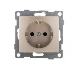 Механизм розетки GUSI ELECTRIC Bravo 1-ой с/з с з/ш, скрытая установка, 16А, 250В, шампань С10Р4-027 