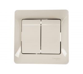 Двухклавишный выключатель Schneider Electric СП Glossa 10А IP20 10AX в сборе бежевый GSL000252 
