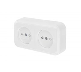 Розетка Bylectrica 2-местная ОУ со шторкой, серия ПРАЛЕСКА, белый, РА16-273 