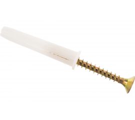 Набор VIPкрепеж белый дюбель 8х45 + шуруп 5х50 потай желтый цинк 5шт/5шт 11564 VIPS 