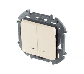 Двухклавишный выключатель Legrand с подсветкой - INSPIRIA - 10 AX - 250 В - слоновая кость 673631 