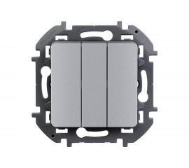 Трехклавишный выключатель Legrand - INSPIRIA - 10 AX - 250 В - алюминий 673642 