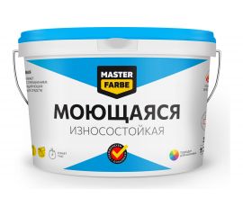 Водно-дисперсионная краска для помещений с высокой эксплуатационной нагрузкой MASTER FARBE (моющаяся; износостойкая; белая; 3 кг) 4631159427569 