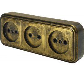 3-местная розетка SVET RA 16-363-Черная Бронза открытой установки без заземления EV0311-0054 