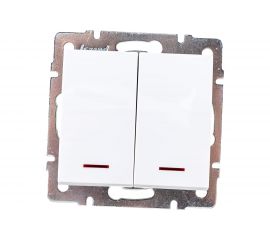 Двойной выключатель с подсветкой LEZARD RAIN белый 703-0288-112 